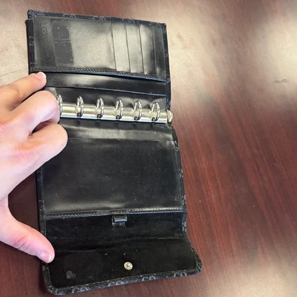 Gucci Monogram Black Suede agenda Wallet